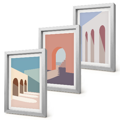 Bilderwand Minimalistische Pastellgrafiken der Stadtarchitektur