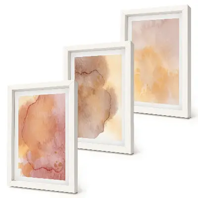 Bilderwand warme Aquarellfarben auf Leinwand mit farbenfrohen Texturen
