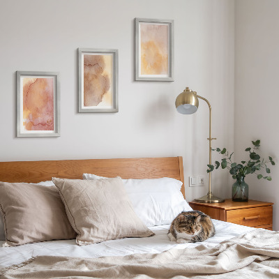 Bilderwand Warme Aquarellfarben auf Leinwand, farbenfrohe Texturen