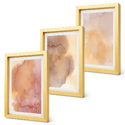 Bilderwand warme Aquarellfarben auf Leinwand mit farbenfrohen Texturen