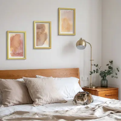 Bilderwand warme Aquarellfarben auf Leinwand mit farbenfrohen Texturen