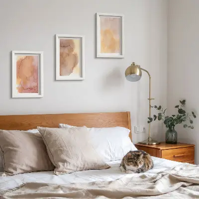 Bilderwand warme Aquarellfarben auf Leinwand mit farbenfrohen Texturen