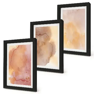 Bilderwand warme Aquarellfarben auf Leinwand mit farbenfrohen Texturen