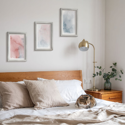 Bilderset mit rahmen Pastellfarbene Aquarelle auf Leinwand, farbenfrohe Texturen