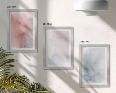Bilderset mit rahmen Pastellfarbene Aquarelle auf Leinwand, farbenfrohe Texturen