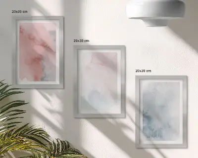 Bilderset mit Rahmen pastellfarbene Aquarelle auf Leinwand mit farbenfrohen Texturen