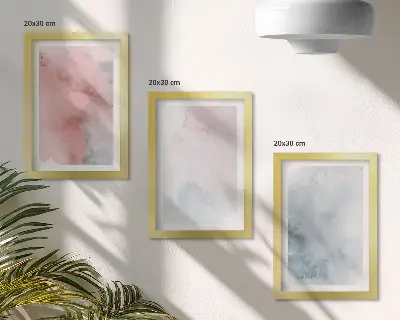 Bilderset mit Rahmen pastellfarbene Aquarelle auf Leinwand mit farbenfrohen Texturen