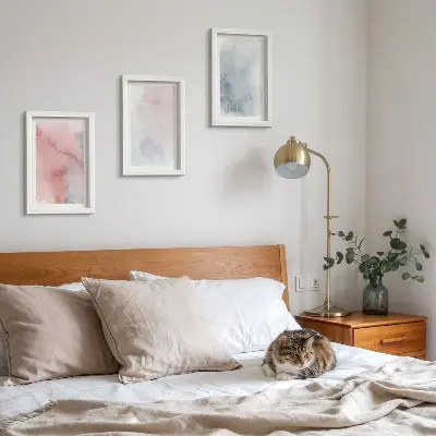 Bilderset mit Rahmen pastellfarbene Aquarelle auf Leinwand mit farbenfrohen Texturen