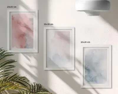 Bilderset mit Rahmen pastellfarbene Aquarelle auf Leinwand mit farbenfrohen Texturen