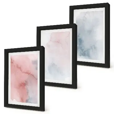Bilderset mit Rahmen pastellfarbene Aquarelle auf Leinwand mit farbenfrohen Texturen