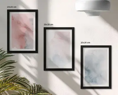 Bilderset mit Rahmen pastellfarbene Aquarelle auf Leinwand mit farbenfrohen Texturen