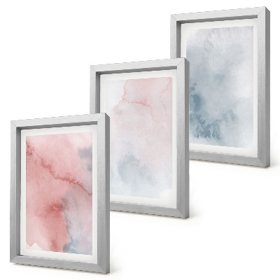 Bilderset mit rahmen Pastellfarbene Aquarelle auf Leinwand, farbenfrohe Texturen