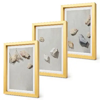 Bilderwand minimalistische Dekoration mit Boho-Strandsteinen