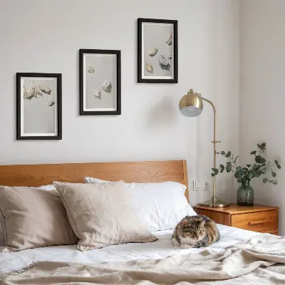 Bilderwand minimalistische Dekoration mit Boho-Strandsteinen