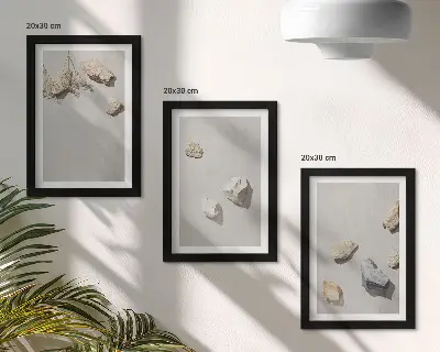 Bilderwand minimalistische Dekoration mit Boho-Strandsteinen