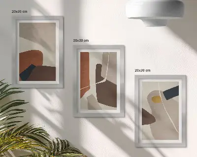 Abstrakte Malereiformen im Boho-Stil bilderset mit Rahmen
