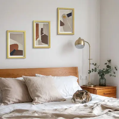 Abstrakte Malereiformen im Boho-Stil bilderset mit Rahmen