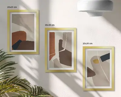 Abstrakte Malereiformen im Boho-Stil bilderset mit Rahmen