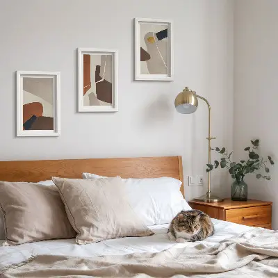 Abstrakte Malereiformen im Boho-Stil bilderset mit Rahmen
