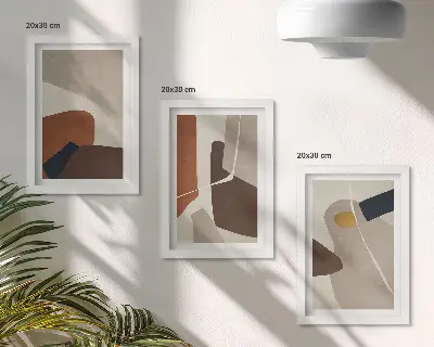 Abstrakte Malereiformen im Boho-Stil bilderset mit Rahmen