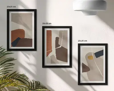 Abstrakte Malereiformen im Boho-Stil bilderset mit Rahmen