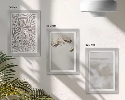 Bilderset mit Rahmen mit Motiven von Sand, Steinen und abgenutzten Texturen im Boho-Stil