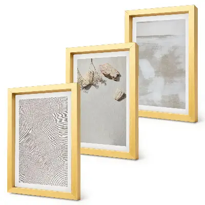 Bilderset mit Rahmen mit Motiven von Sand, Steinen und abgenutzten Texturen im Boho-Stil