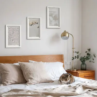 Bilderset mit Rahmen mit Motiven von Sand, Steinen und abgenutzten Texturen im Boho-Stil