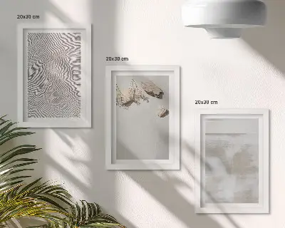 Bilderset mit Rahmen mit Motiven von Sand, Steinen und abgenutzten Texturen im Boho-Stil