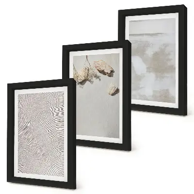 Bilderset mit Rahmen mit Motiven von Sand, Steinen und abgenutzten Texturen im Boho-Stil