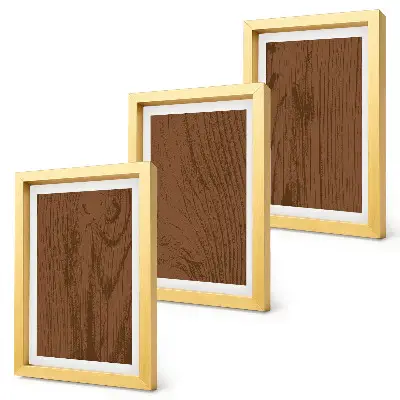 Bilderset mit Rahmen mit Holzmaserung und Baumrindenstruktur im minimalistischen Stil