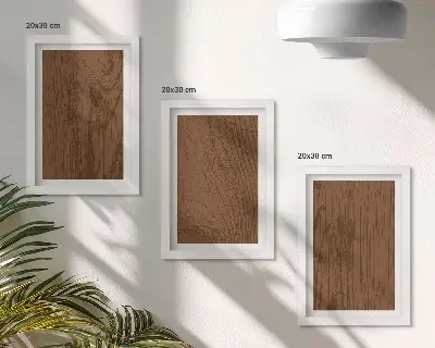 Bilderset mit Rahmen mit Holzmaserung und Baumrindenstruktur im minimalistischen Stil