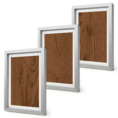 Bilderset mit Rahmen mit Holzmaserung und Baumrindenstruktur im minimalistischen Stil
