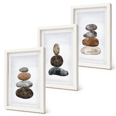 Bilderwand minimalistisches Boho-Gemälde mit Steinstapeln