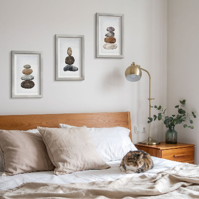 Bilderwand minimalistisches Boho-Gemälde mit Steinstapeln