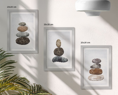 Bilderwand minimalistisches Boho-Gemälde mit Steinstapeln