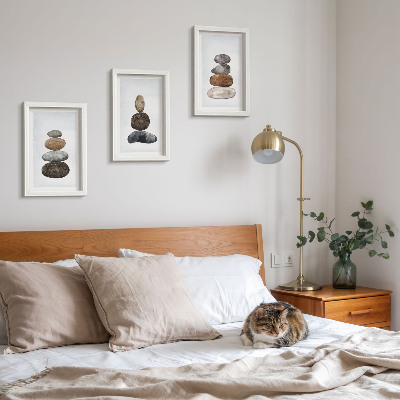 Bilderwand minimalistisches Boho-Gemälde mit Steinstapeln