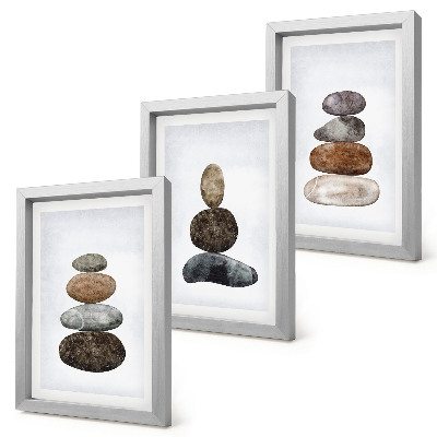 Bilderwand minimalistisches Boho-Gemälde mit Steinstapeln