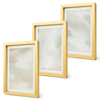 Bilderset mit Rahmen leuchtende abstrakte Farben auf Leinwand im zarten Boho-Stil