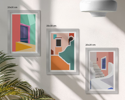 Fotowand Farbenfrohe Illustrationen von Gebäuden im modernen Stil