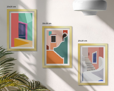 Fotowand Farbenfrohe Illustrationen von Gebäuden im modernen Stil