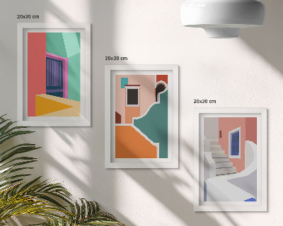 Fotowand Farbenfrohe Illustrationen von Gebäuden im modernen Stil