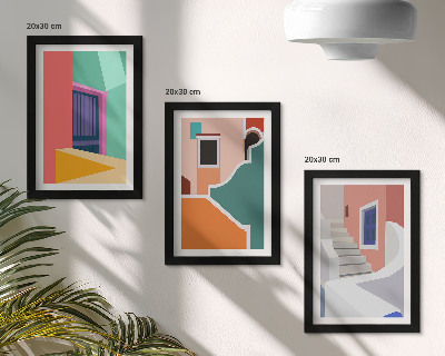 Fotowand Farbenfrohe Illustrationen von Gebäuden im modernen Stil