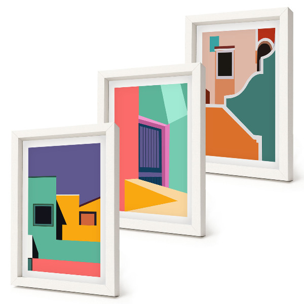 Bilderwand Farbenfrohe Illustrationen der Stadt im modernen Stil
