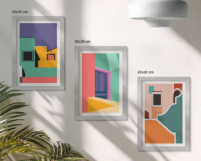 Bilderwand Farbenfrohe Illustrationen der Stadt im modernen Stil