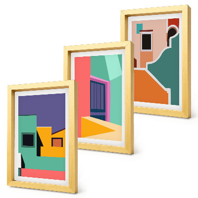 Bilderwand Farbenfrohe Illustrationen der Stadt im modernen Stil