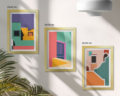 Bilderwand Farbenfrohe Illustrationen der Stadt im modernen Stil