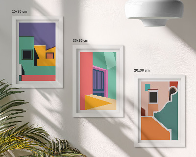 Bilderwand Farbenfrohe Illustrationen der Stadt im modernen Stil