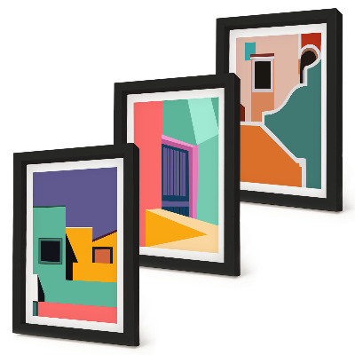 Bilderwand Farbenfrohe Illustrationen der Stadt im modernen Stil