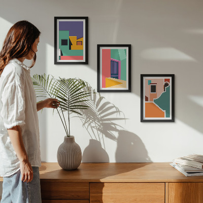 Bilderwand Farbenfrohe Illustrationen der Stadt im modernen Stil